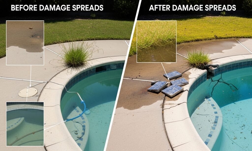 Floating Pool Damage How do Early Warning Signs of Hidden Pool Leaks Before Damage Spreads ...