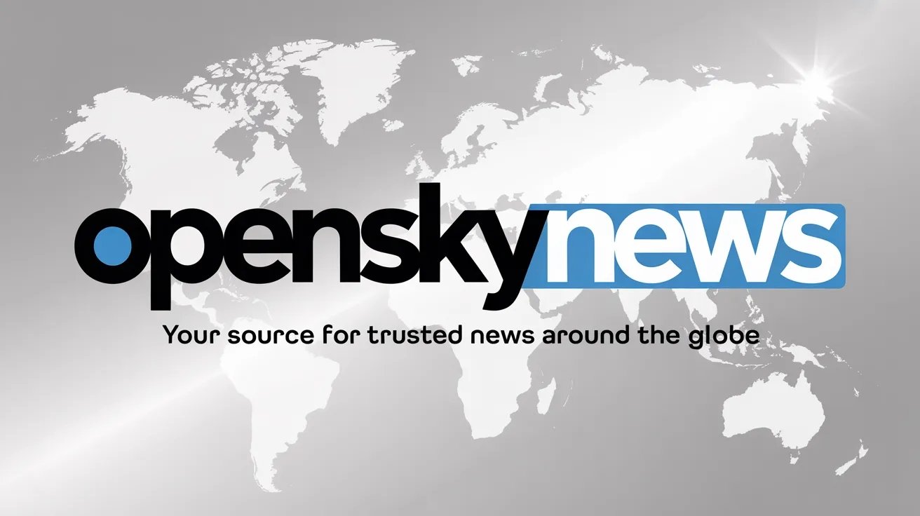 Openskynews logo with global news headlines on digital devices, representing trusted updates worldwide