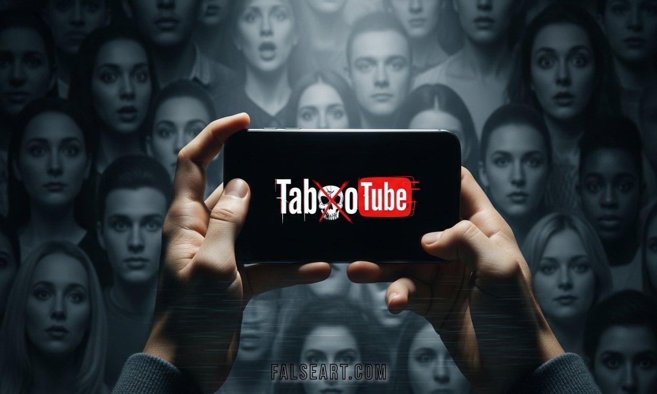 TabooTube platform interface showcasing diverse unconventional videos, independent artists, documentaries, and creative content categories on screen