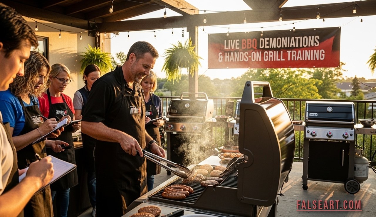 Hands-on Weber grill demonstration with chef instructing attendees