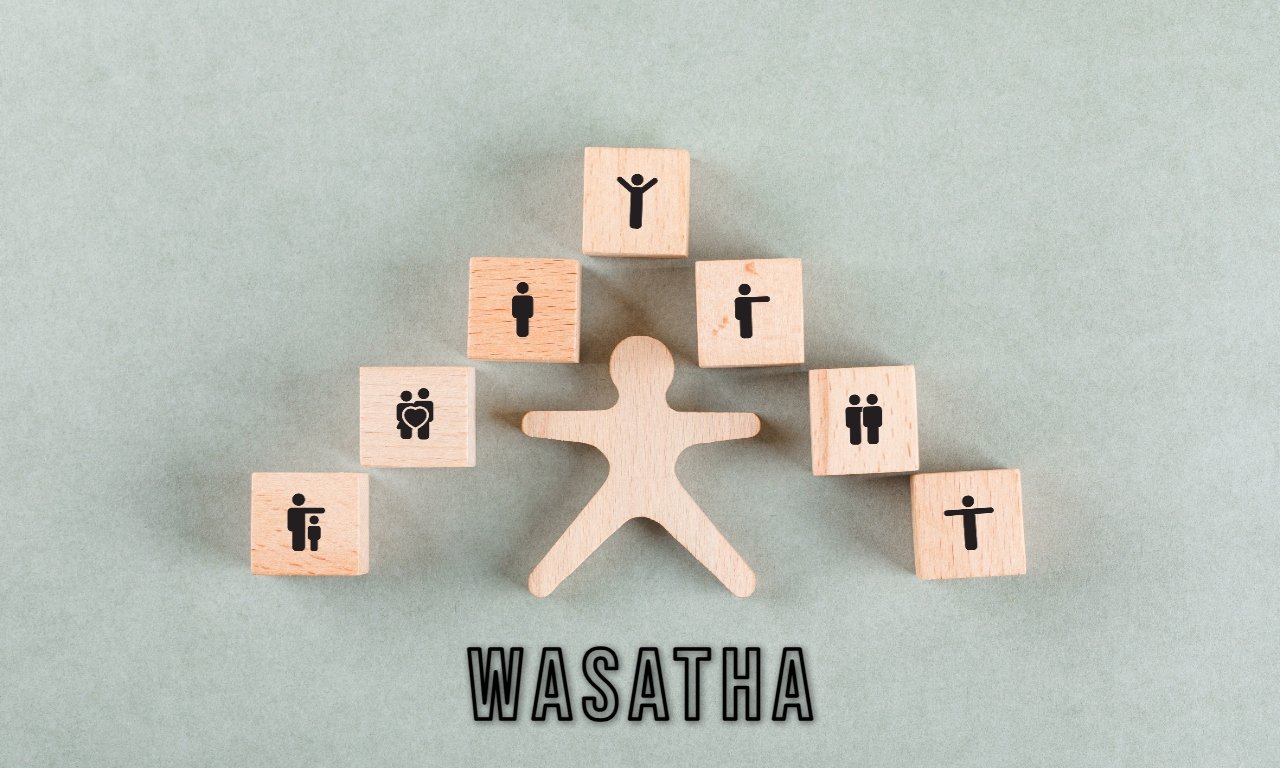 Illustration of balance and harmony representing the philosophy of Wasatha, with people, nature, and community in equilibrium.